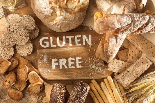 Immagine con scritta "Gluten free" con alimenti che possono mangiare i celiaci.